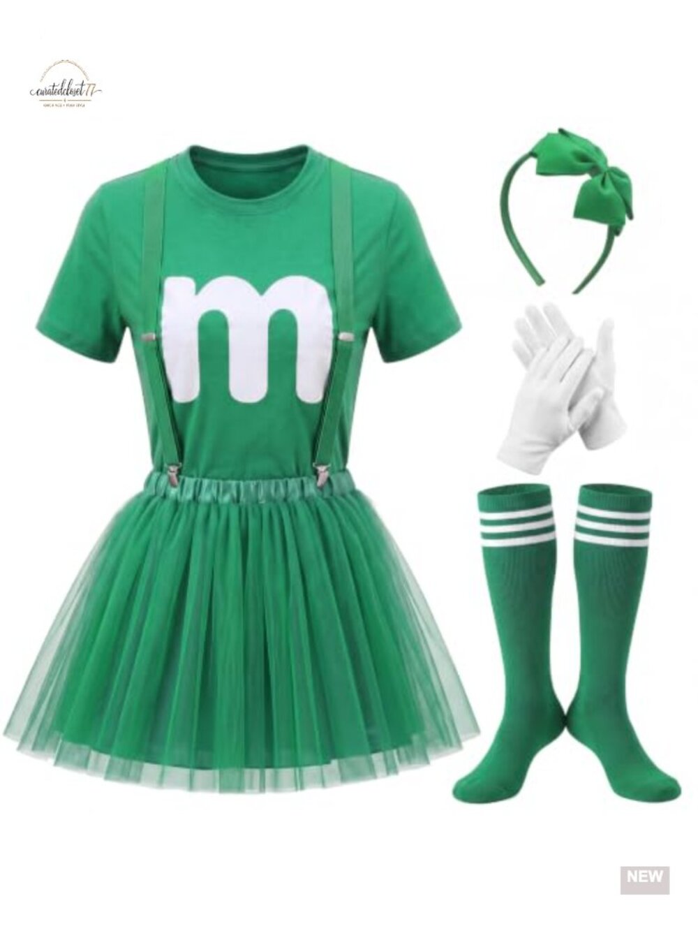 Halloween Letter M Costume T-Shirt Tutu Skirt Suspender Headband Socks Set